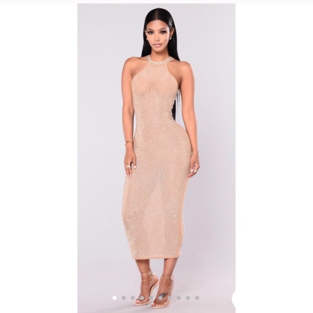 Fashion Nova nude shimmer dress